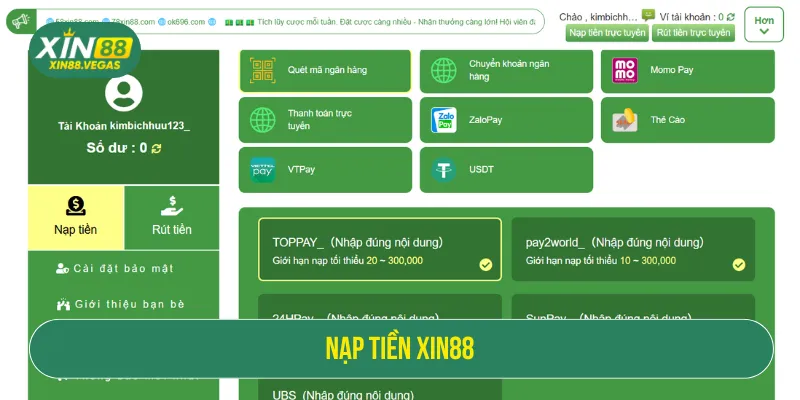 nạp tiền XIN88