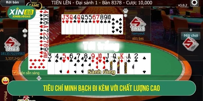 Tiêu chí minh bạch đi kèm với chất lượng cao